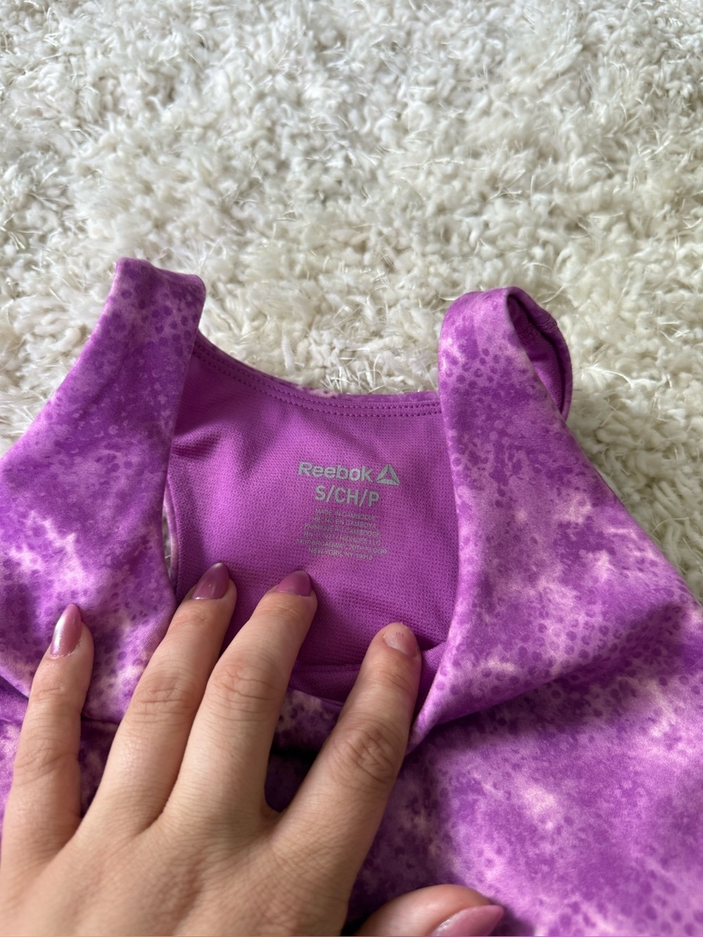 Reebok Medium Support Padded Sports Bra Tank Crop Top Size Small NWT Purple - Picture 4 of 7
